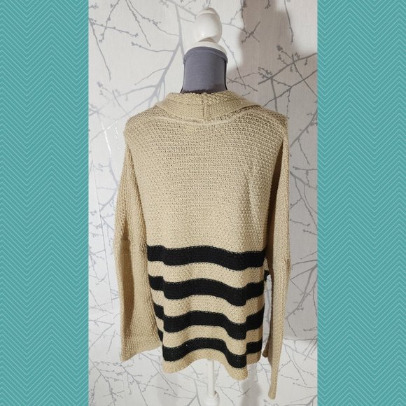 BDG Beige Striped Textured Knit Open Front Cardigan - Picture 5 of 7
